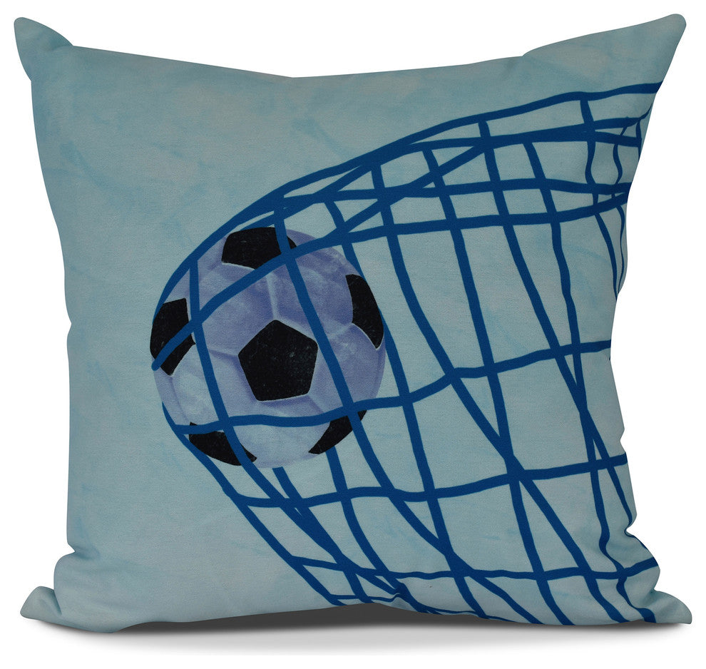 Goal!, Geometric Print Pillow, Light Blue, 26" x 26"
