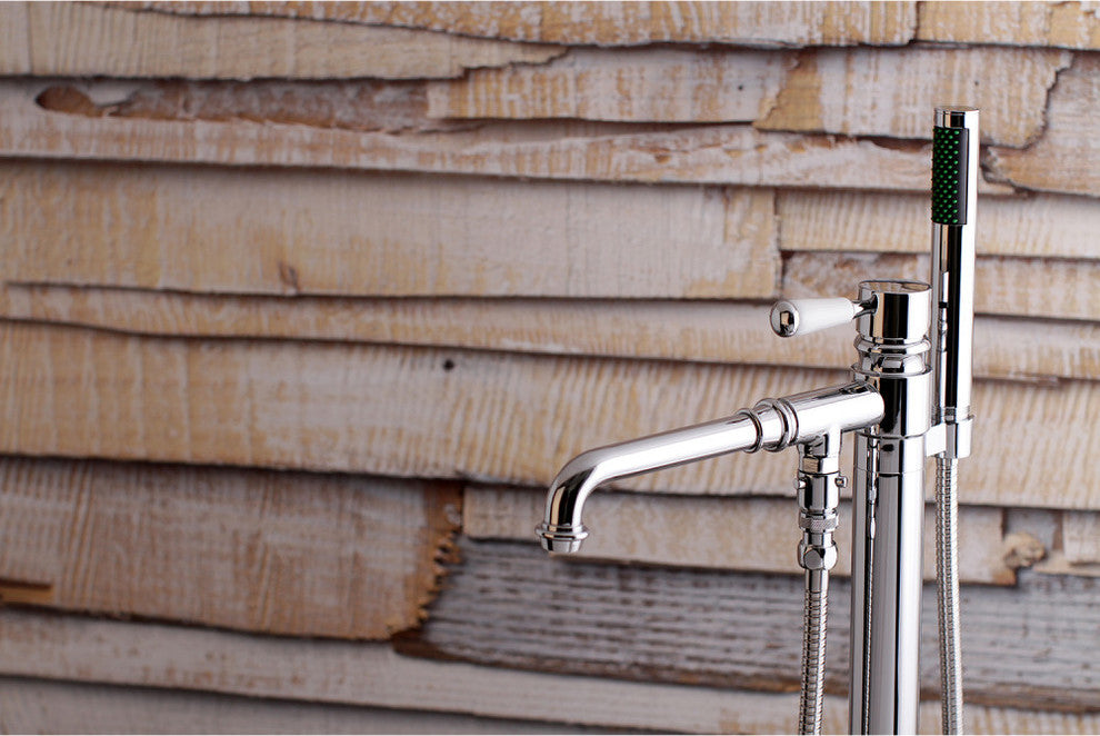 Kingston Brass Freestanding Tub Faucet With Hand Shower, Polished Chrome