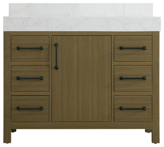 Home Living 42" Single Bathroom Vanity, Chestnut Brown With Backsplash