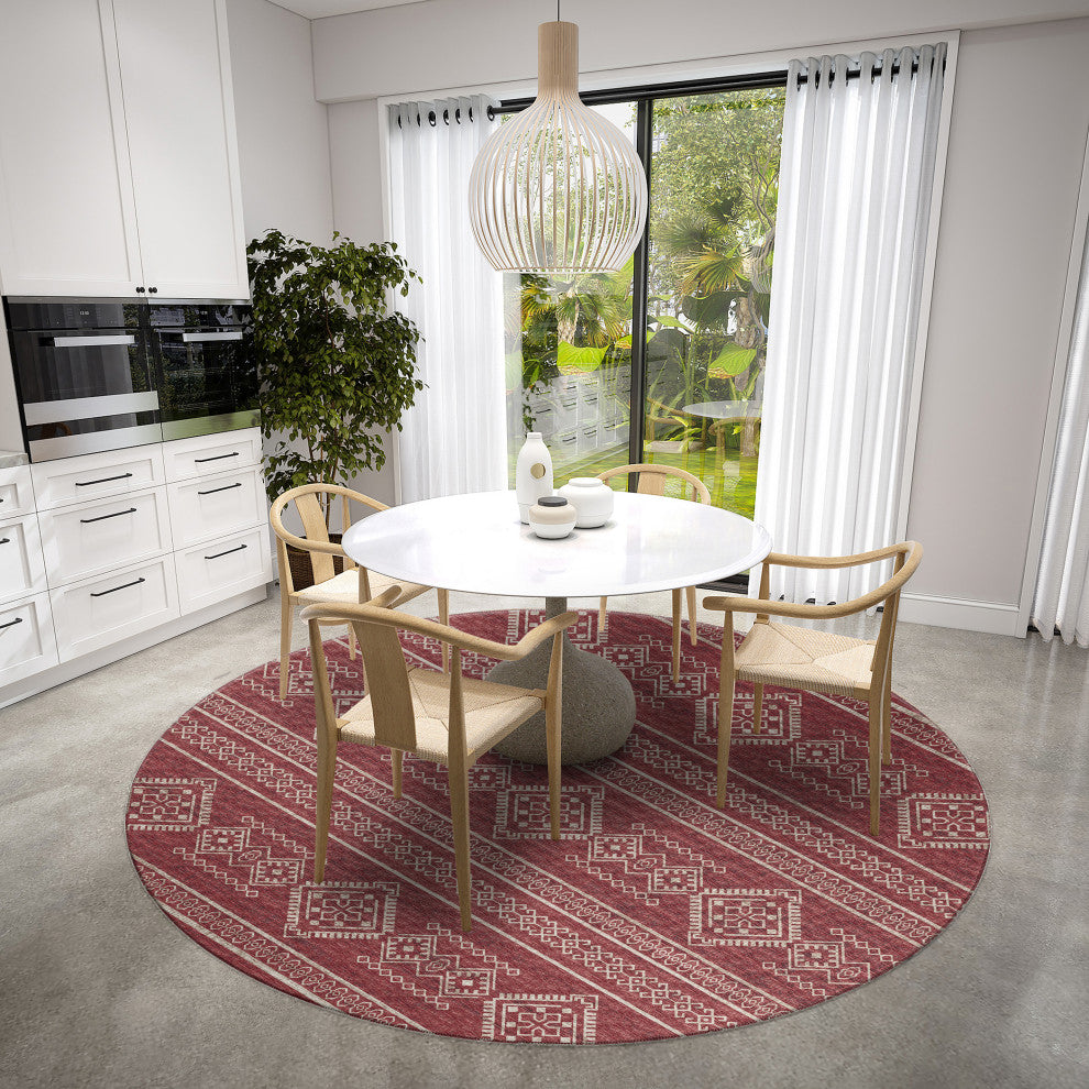 Indoor/Outdoor Sedona SN14 Paprika Machine Washable 6' x 6' Round Rug