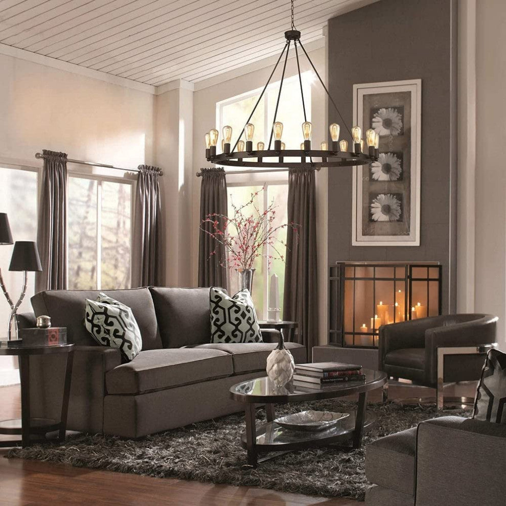 20 Light Candle Style Wagon Wheel Chandelier, Oil Rubbed Bronze/Gold