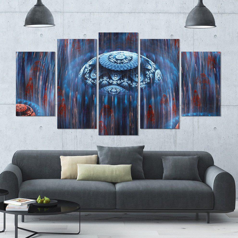 Blue World of Infinite Universe, Abstract Canvas Art Print, 60"x32", 5 Panels