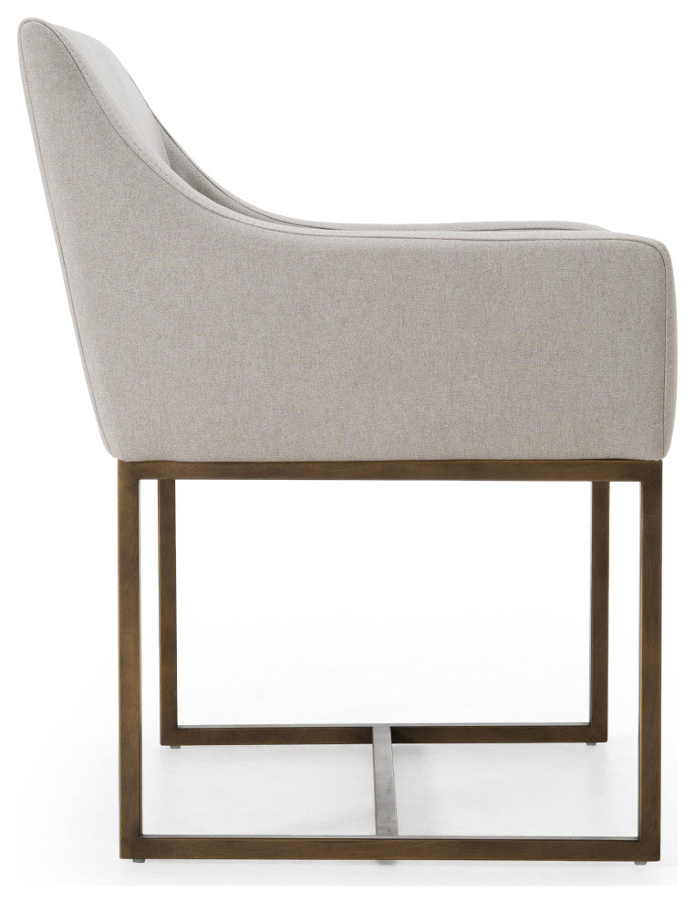 Modrest Basel Gray and Copper Antique Brass Dining Chair