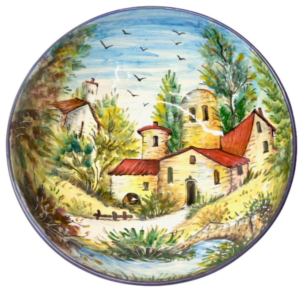 Umbrian Ceramiche Favaroni Carlo Deruta Landscape 12"� Serving Bowl, Bowl 2