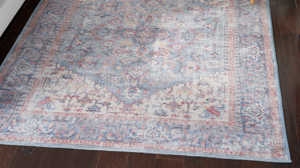 Nicole Curtis Nc Series 1 5' x 7' Blue/Multicolor Machine Washable Area Rugs