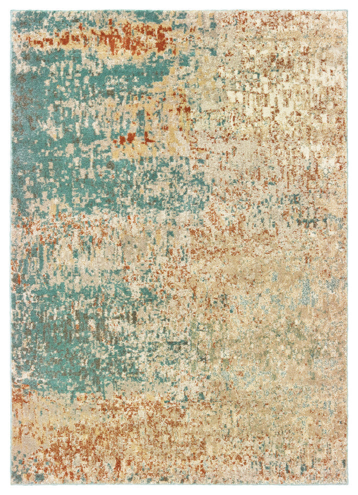 Oriental Weavers Carson Blue/ Orange Abstract Indoor Area Rug 3'10"X5'5"