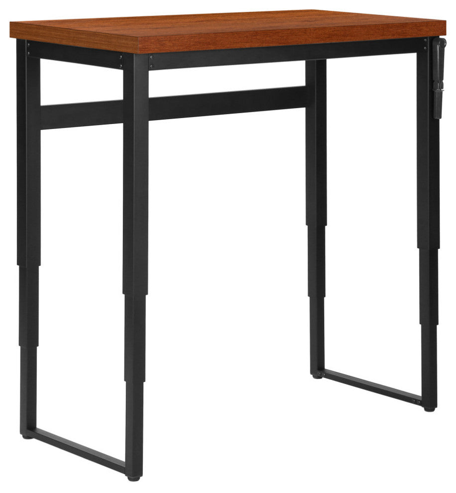 Computer Desk 48"L Cherry, Adjustabe, Black Metal