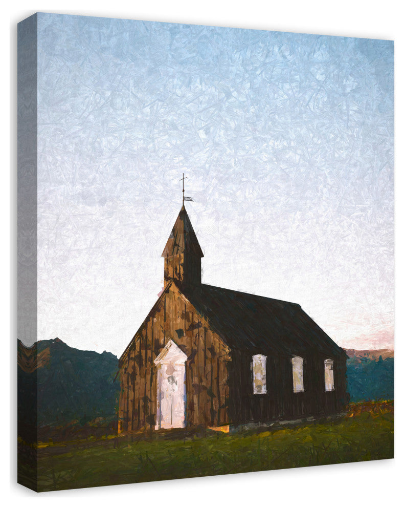 Painty Brown Barn, Field 20x24 Canvas Wall Art