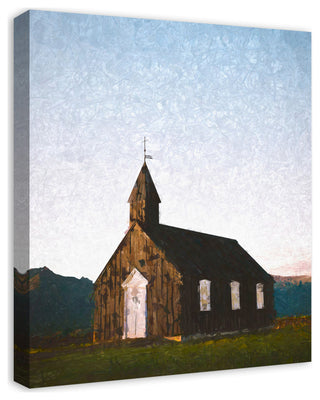 Painty Brown Barn, Field 20x24 Canvas Wall Art
