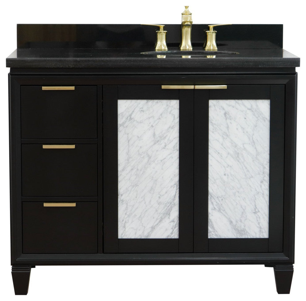 43" Single Vanity, Black Finish With Black Galaxy