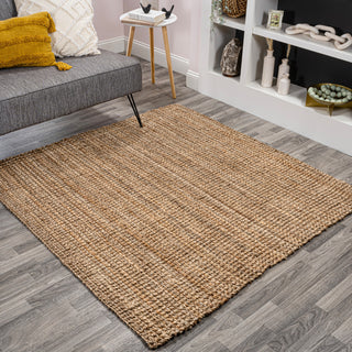 Pata Hand Woven Chunky Jute Natural 7' Square Area Rug