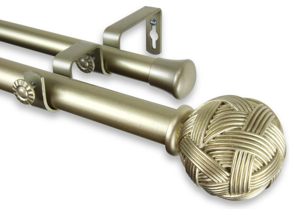 Twine 1" Double Curtain Rod 48-84", Light Gold