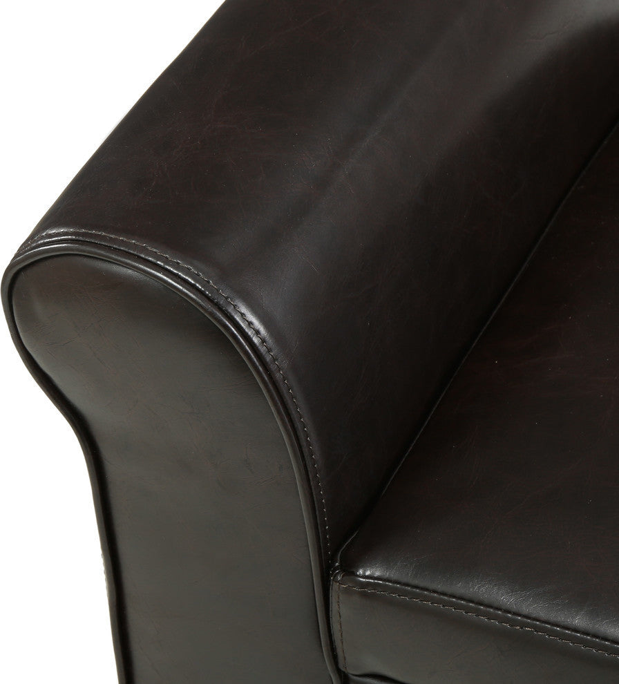 GDF Studio Hayes Contemporary Upholstered Storage Ottoman Bench with Rolled Arms, Brown