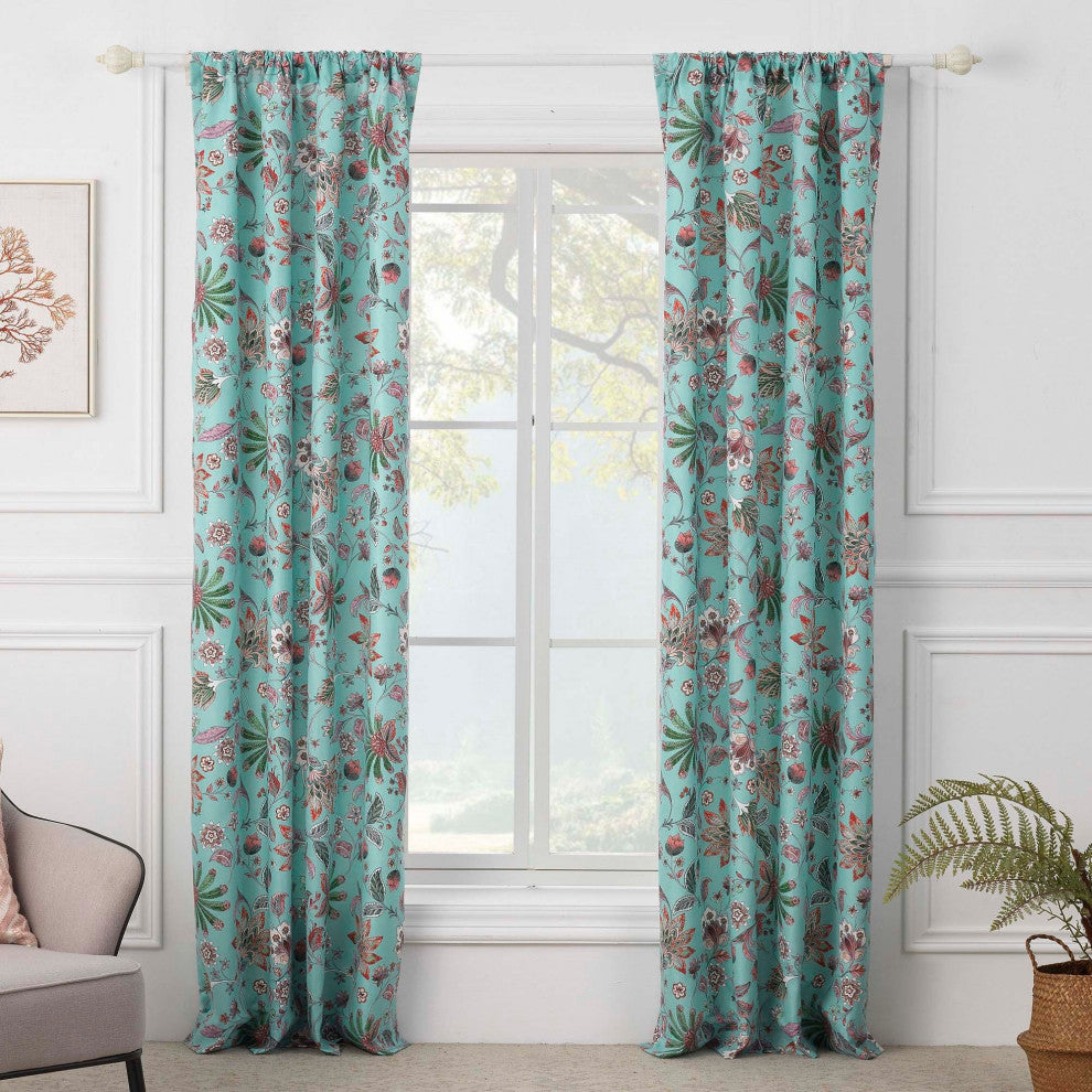 Barefoot Bungalow Audrey Window Panel Pair, Turquoise 42x84 (2), 3x24 (2)