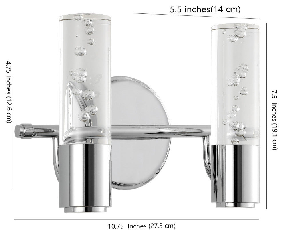 Bolha Bubble Acrylic/Iron Integrated LED Vanity Light, Chrome, 2 - Light(s)
