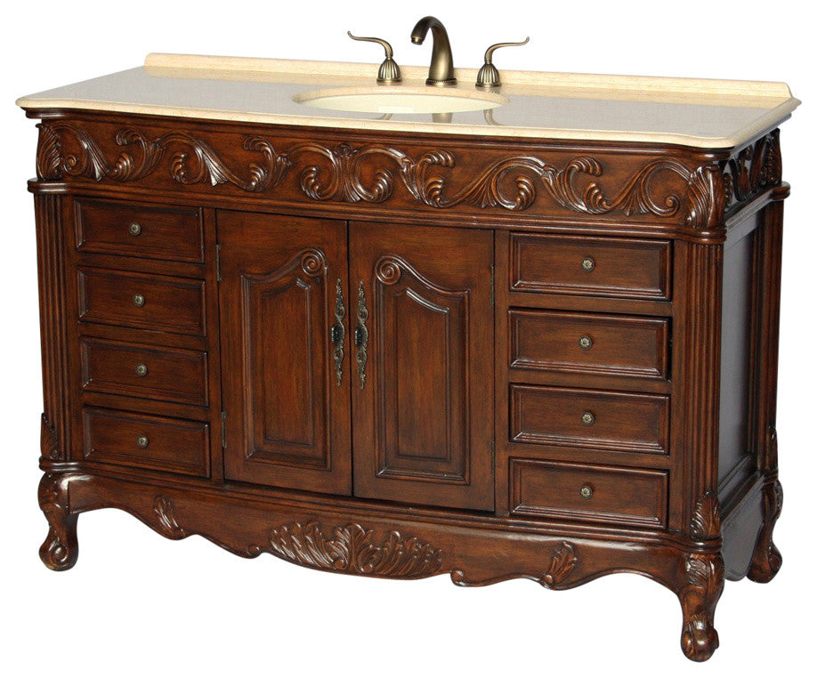 54" Antique Style Single Sink Bathroom Vanity Model 3169M-BE
