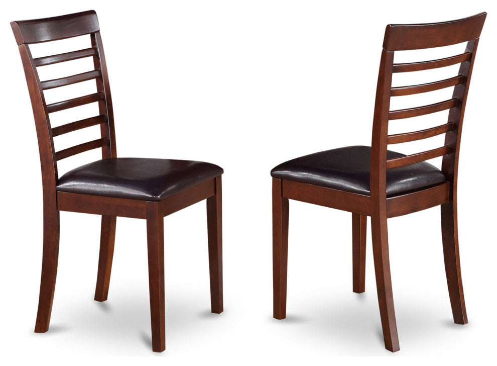 5Pc Dining Set, A Table, 4 Dinette Chairs, Faux Leather Seat, Mahogany Finish