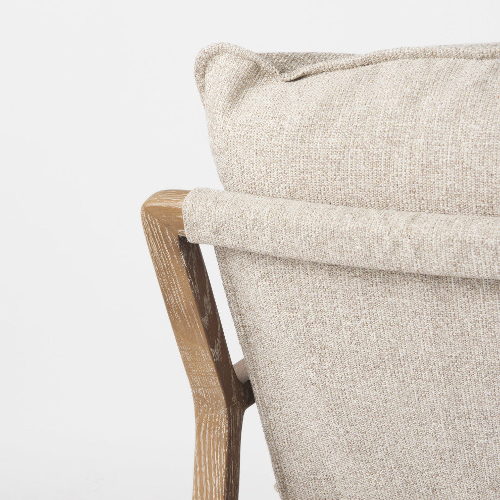 Brayden Beige Fabric Seat w/ Light Brown Solid Wood Accent Chair