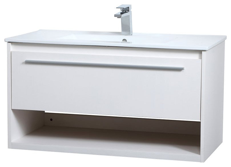 36" Single Bathroom Floating Vanity, White