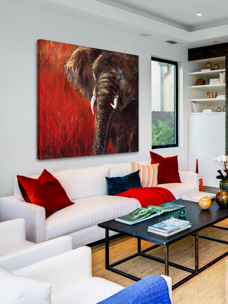 Marmont Hill, "Red Tranquility" by Bergerac Painting on Wrapped Canvas, 48x48