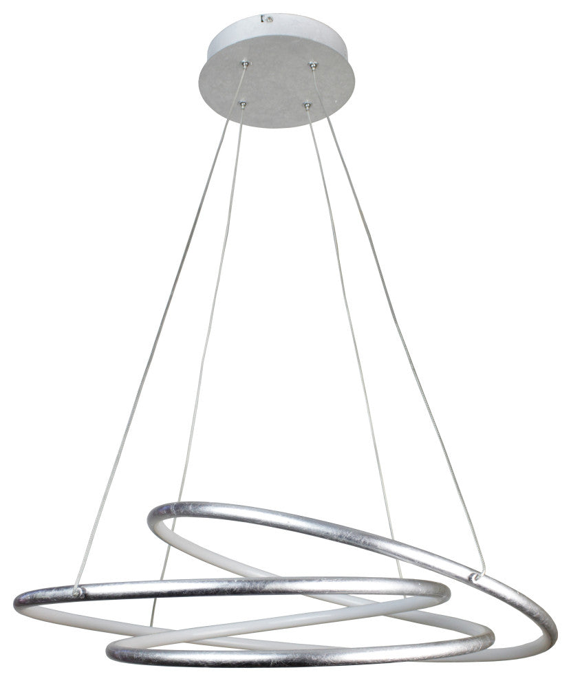 Circular Knot Integrated LED 52-Watt Pendant, Silver Foil