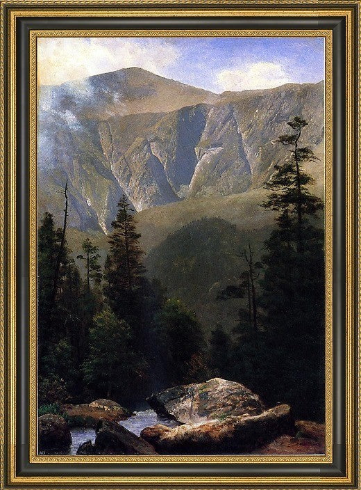 Albert Bierstadt Mountainous Landscape Framed Premium Canvas Print, 18"x27"