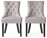 GDF Studio Stacy Fabric Diamond Tufted Back Dining Chairs, Set of 2, Light Gray