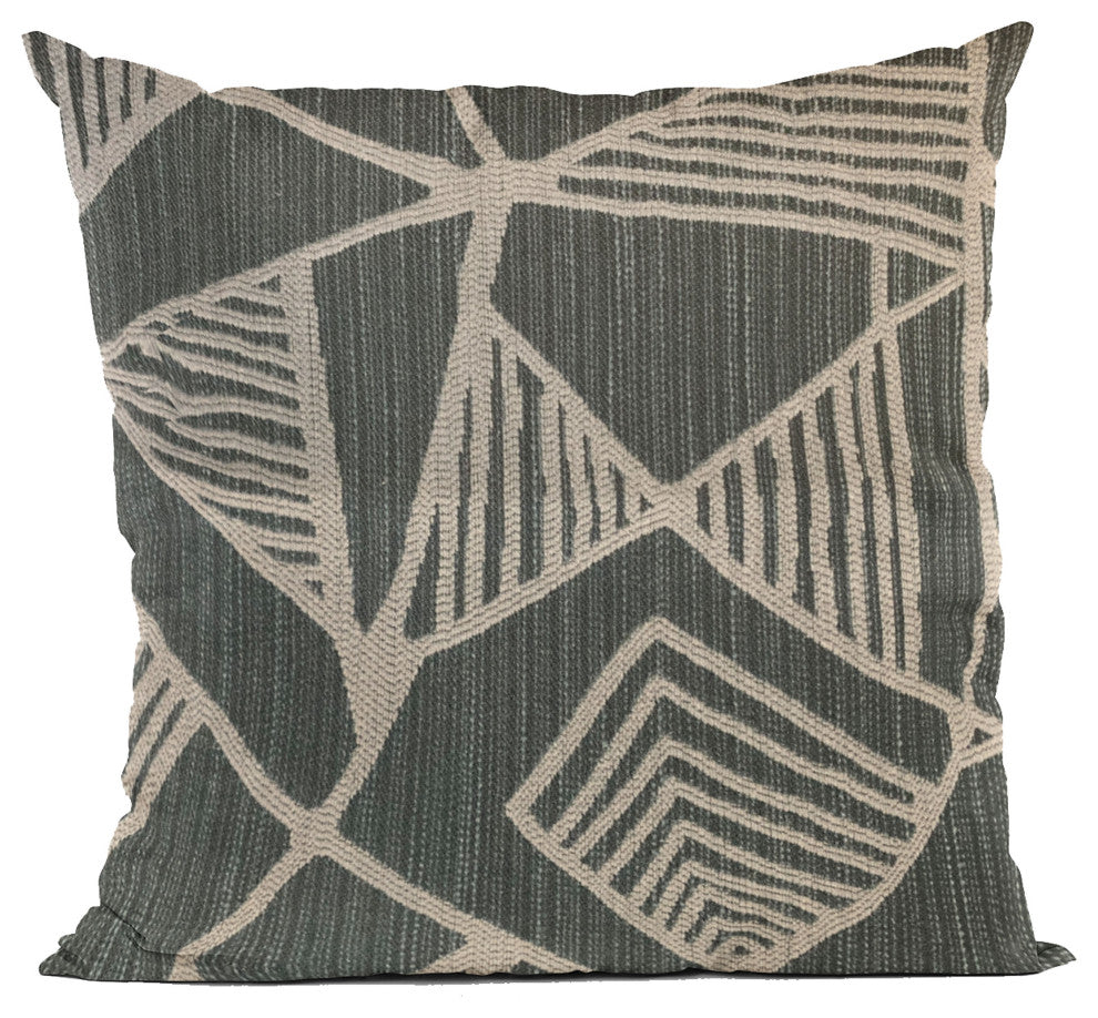 Plutus Gray Sketch Abstract Luxury Throw Pillow, 24"x24"
