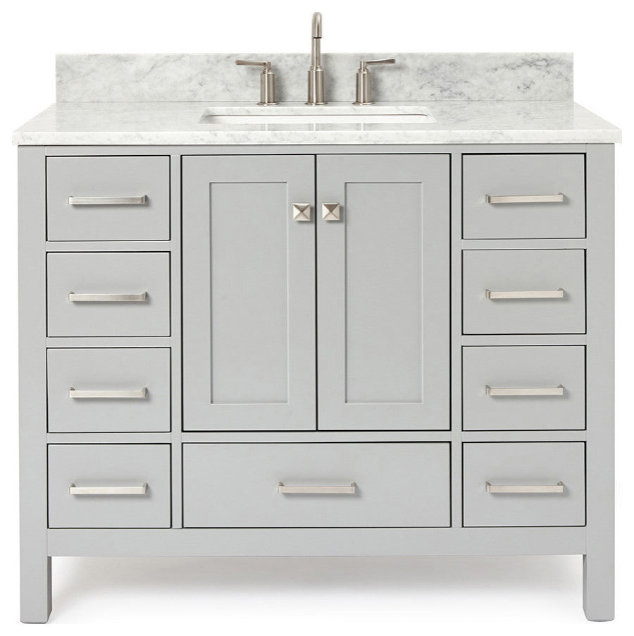 ARIEL Cambridge 43" Rectangle Sink Bath Vanity Carrara Marble