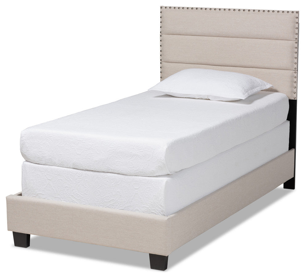 Hockley Beige Fabric Twin Size Bed