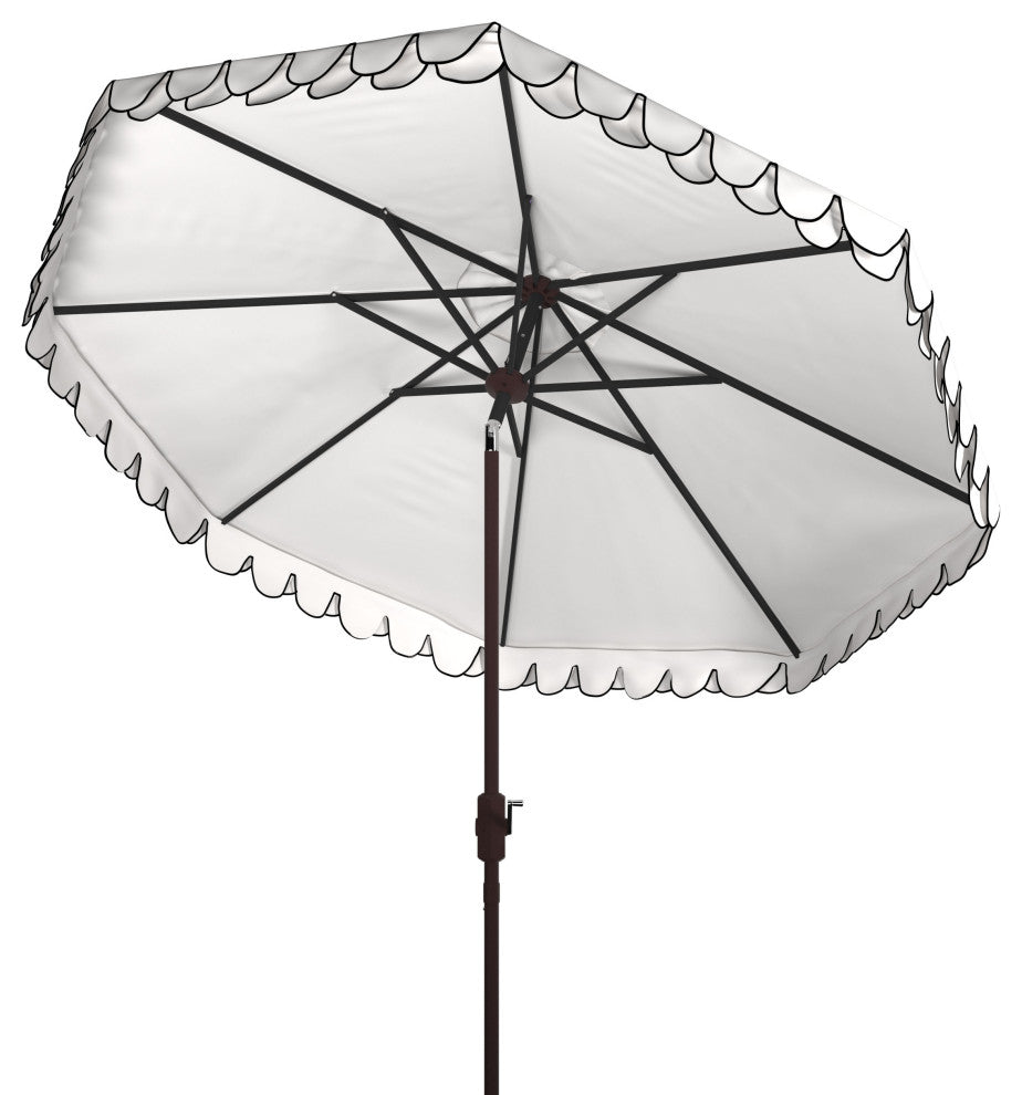 Safavieh Elegant Valance 9' Auto Tilt Umbrella, White/Navy