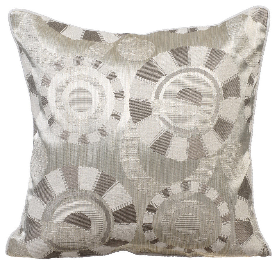 Ivory Decorative Pillow Covers 14"x14" Silk, Ivory Circles