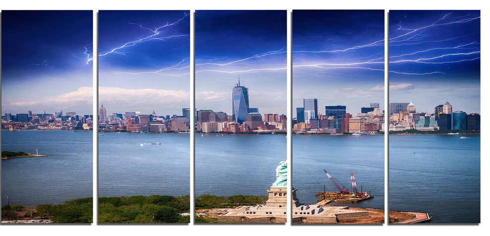"Statue of Liberty and Skyline" Canvas Print, 5 Panels