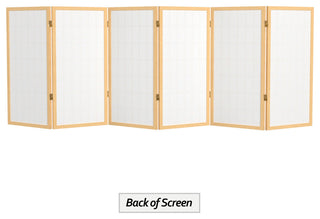 3' Tall Window Pane Shoji Screen, Natural, 6 Panels