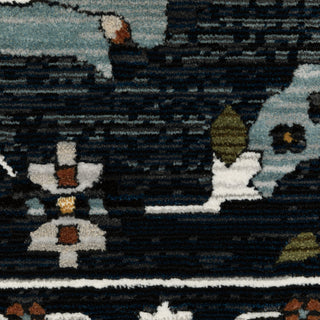 Keller Traditional Floral Navy/ Rust Area Rug, 9'10" x 12'10"