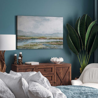 "Lakeside Afternoon Delight" - A Tranquil Waterscape for Refined Interiors