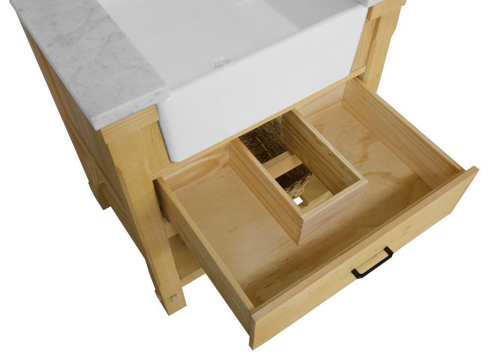 Charlotte 30" Bathroom Vanity, Drift Wood, Carrara Marble