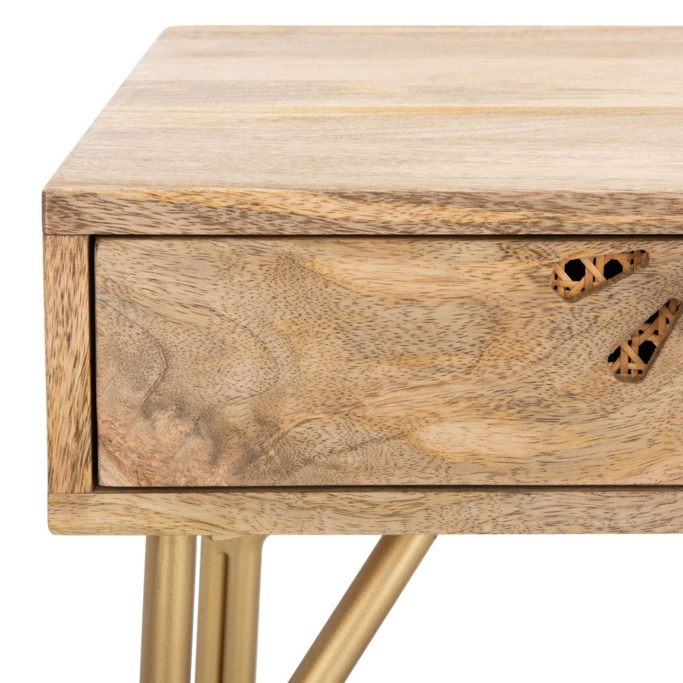 Safavieh Lily 2 Drawer Desk, Natural/Brass