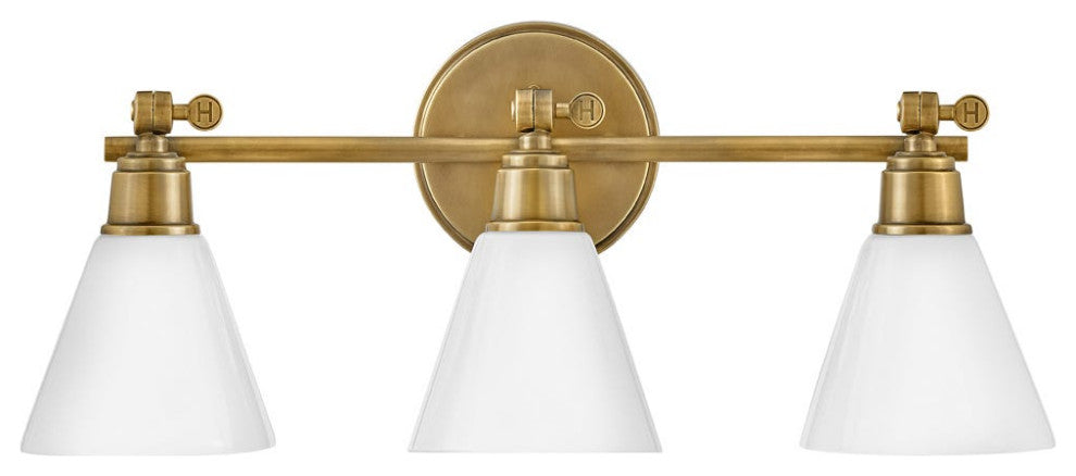 Hinkley Arti 10" Medium Adjustable Three Light Vanity, Heritage Brass