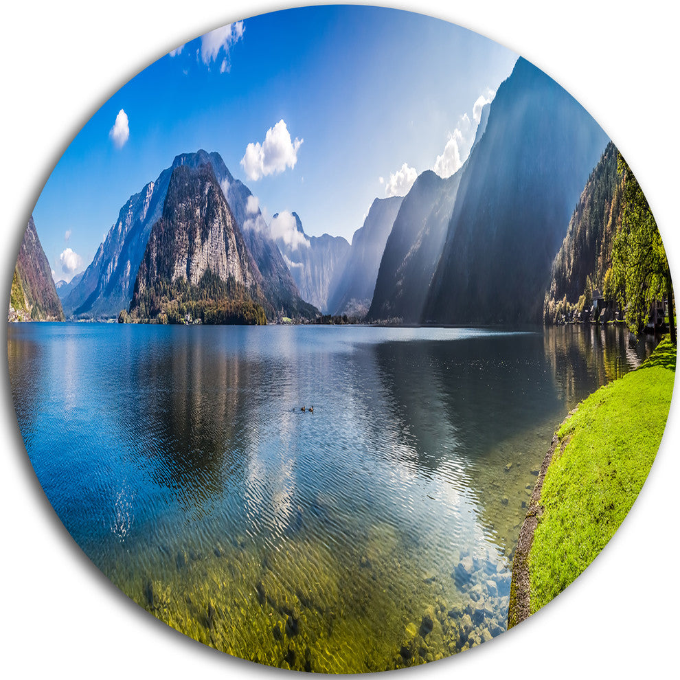 Crystal Clear Waters Of Alps Lake, Landscape Disc Metal Wall Art, 38"