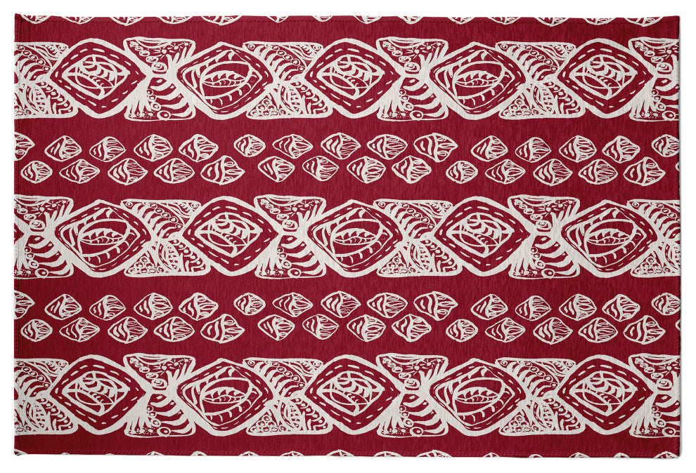 Tribal Geo Rug, Red, 5'x7'