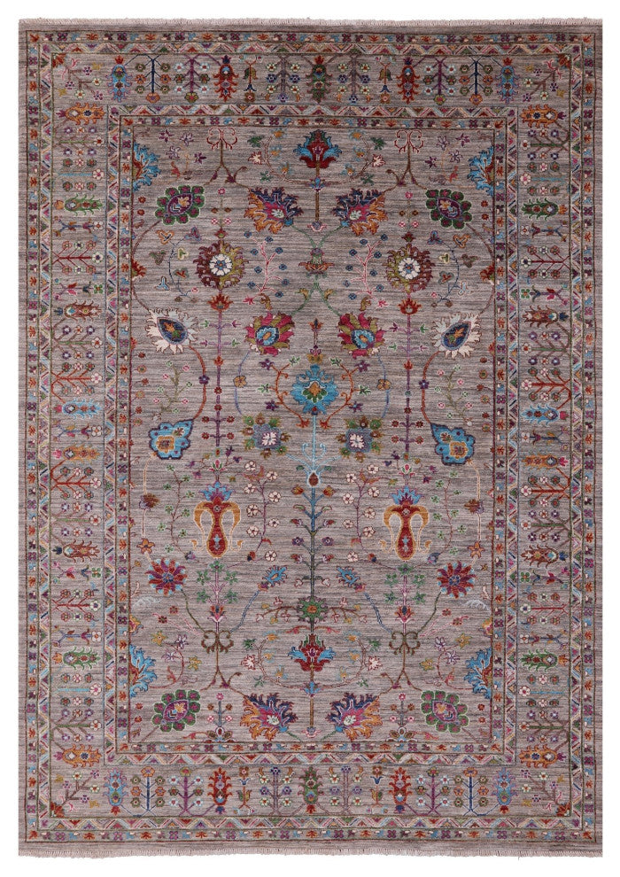 6' 8" X 9' 3" Hand-Knotted Persian Tabriz Wool Rug Q10570