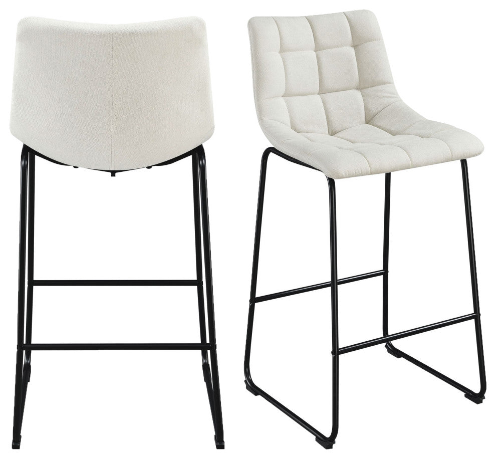 Seth, QSD6099 5B 30" Linen White Bar Stool, Set of 2