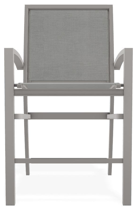Kendall Sling Balcony Height Stackable Outdoor Stool, Alloy/Warm Gray