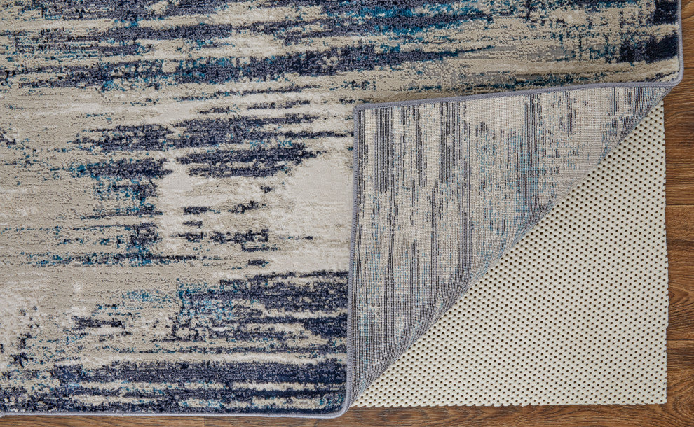 Weave & Wander Armada Contrasting Beige/Blue Rug, 10'x13'2"