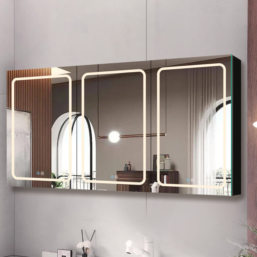 60" W x 30" H Aluminum Surface Mount Medicine Cabinet, Shelves