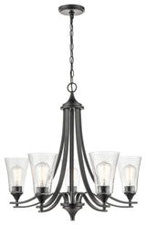 Natalie Collection 5 Light 27.75" Chandelier Matte Black