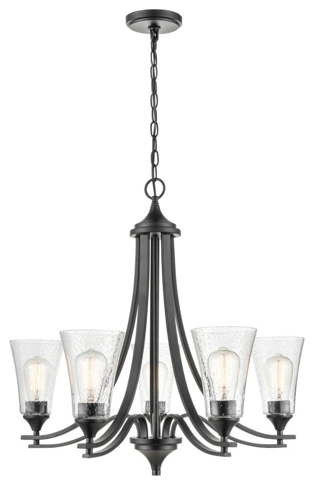 Natalie Collection 5 Light 27.75" Chandelier Matte Black