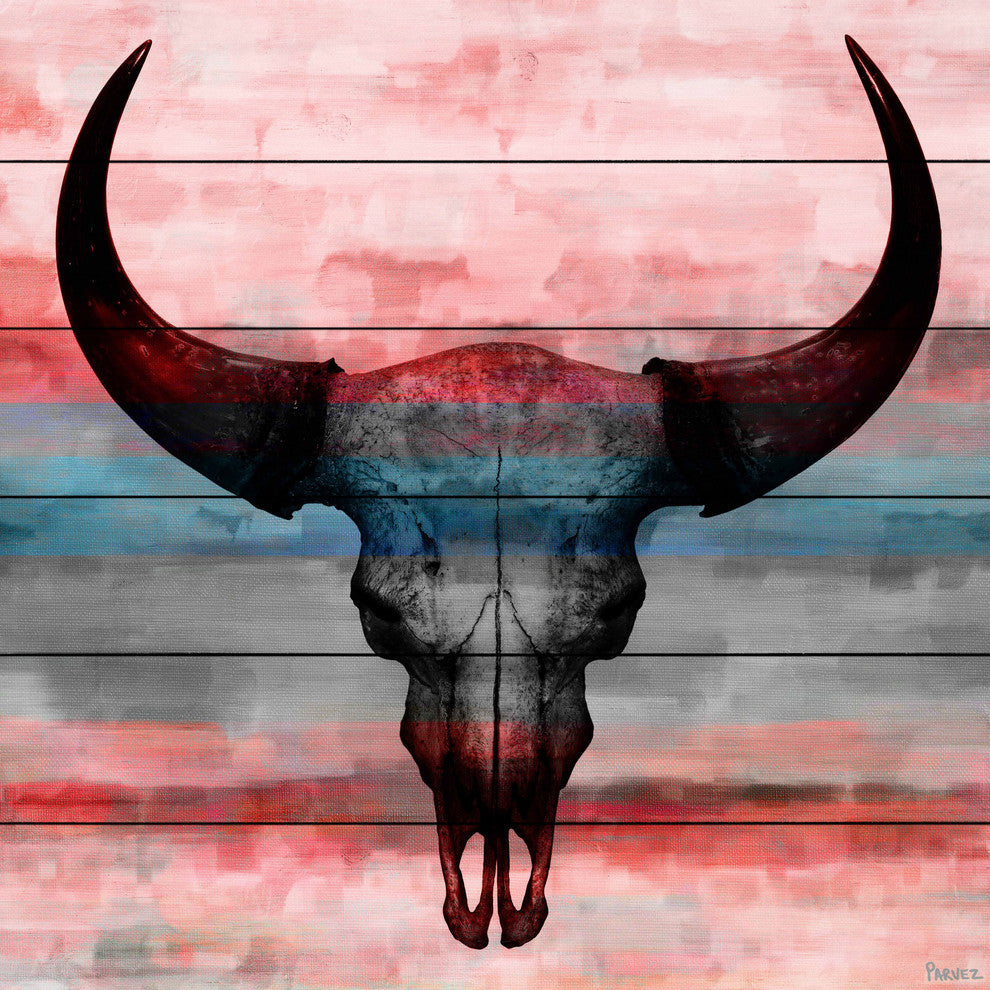 "Pastel Skull" Print on White Wood, 32"x32"
