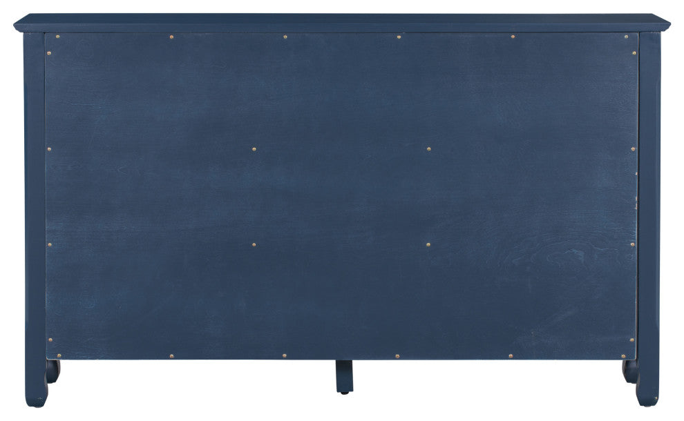 60-inch Wood Sideboard with Adjustable Shelves, Navy Blue, 60" X 13"